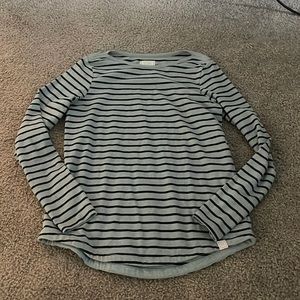 Fat face green and navy stripes long sleeve shirt